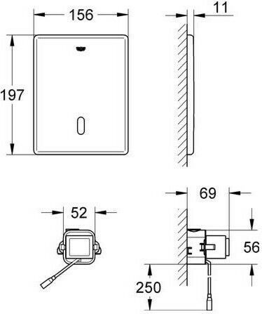 Grohe Tectron Skate Placă Pentru Scurgere Tip Un Singur Spălare Inox Oțel Inoxidabil