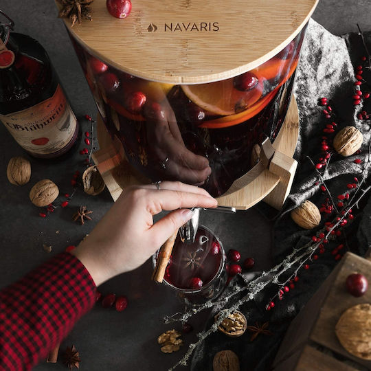 Navaris Διανεμητής Ποτού Γυάλινος με Βρυσάκι 5lt Clear