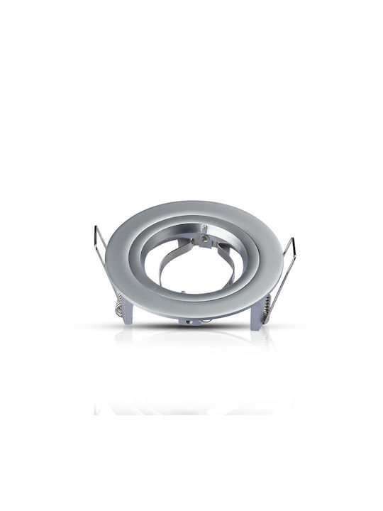 V-TAC Rund Metallisch Rahmen für Spots GU10 MR16 verstellbar Silber 8.1x8.1cm. 1Stück