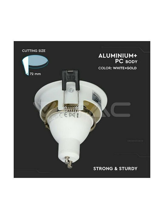 V-TAC Rotund Metalic Spot Încorporat cu LED Integrat și Lumină Alb Natural Auriu 7.9x7.9cm. 1buc