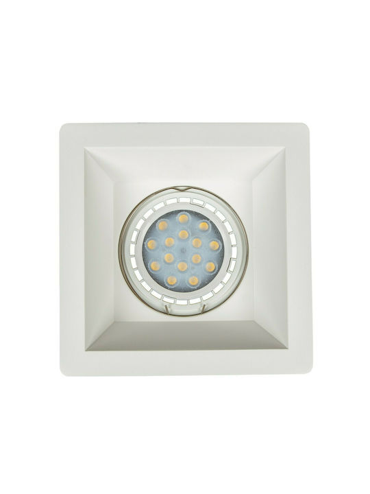 VK Lighting Квадрат Гипс Вграден Спот с Патрон G53 ΑR111 Бял 20x20см. 1бр