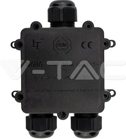 V-TAC Surface Mounted Electrical Box Branching Watertight IP68 Single to Double Spotlights in Black Color