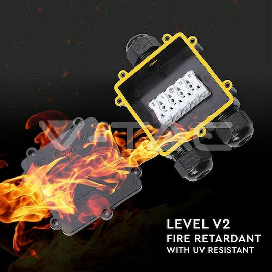 V-TAC Surface Mounted Electrical Box Branching Watertight IP68 Single to Double Spotlights in Black Color