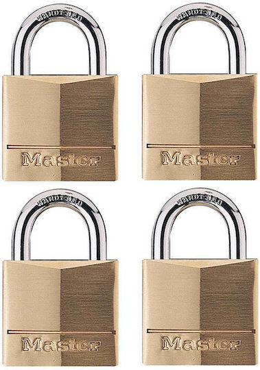 Master Lock 140EURQNOP Steel Padlock Brass with Key 40mm 4pcs