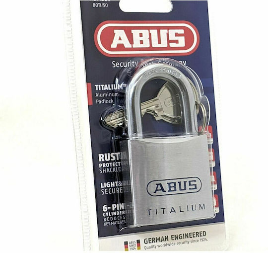Abus Aluminum Padlock Brass with Key 50mm 1pcs