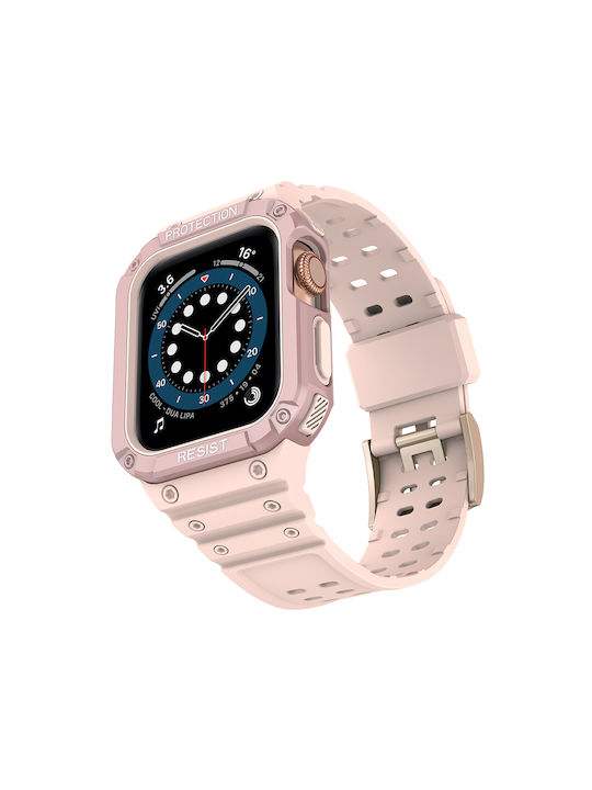 Hurtel Armored Θήκη & Λουράκι Σιλικόνης Ροζ (Apple Watch 42/44/45mm)