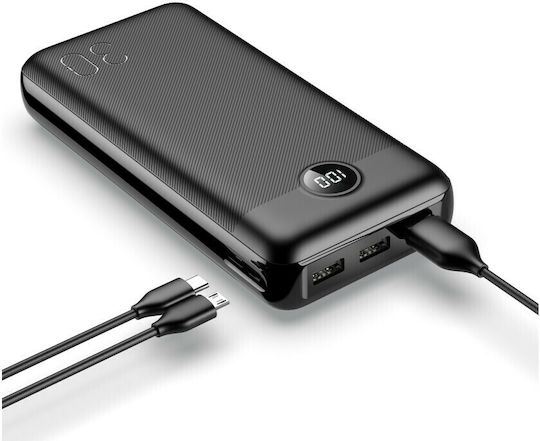 Veger L30 VP3008PD Power Bank 30000mAh 20W με 3 Θύρες USB-A και Θύρα USB-C Μαύρο