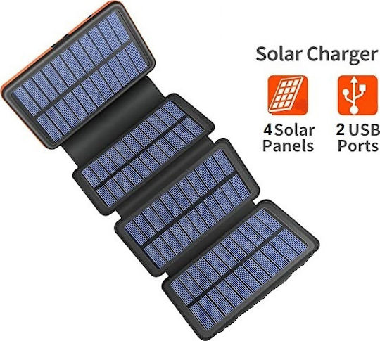 LY-24173 Слънчева Power Bank 30800mAh с 2 USB-A порта Черен