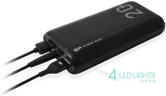 Silicon Power QS15 Power Bank 20000mAh cu 2 Porturi USB-A și Port USB-C Livrarea energiei / Quick Charge 3.0 Negru