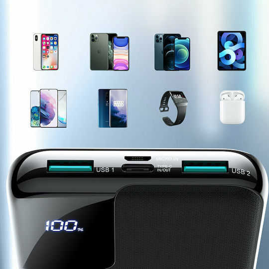 Joyroom JR-QP190 Plus Power Bank 20000mAh 20W with 2 USB-A Ports and USB-C Port Power Delivery Black