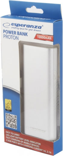 Esperanza EMP113 Power Bank 10000mAh с 2 USB-A порта Сребрист