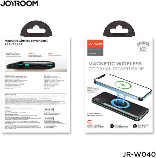 Joyroom Power Bank 10000mAh 15W with USB-A Port and USB-C Port Black