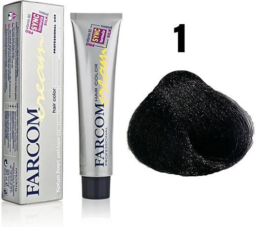 Farcom Hair Color Cream Βαφή Μαλλιών 1 Μαύρο 60ml