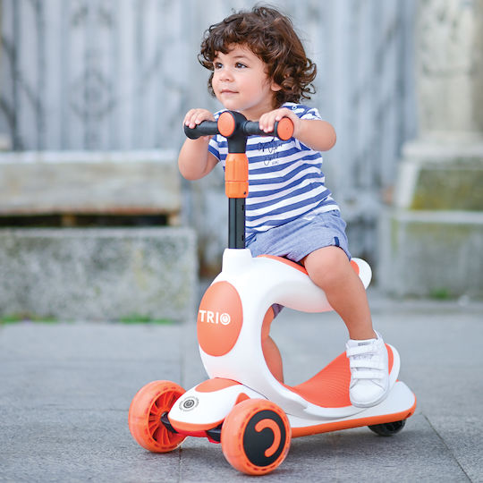 Lorelli Kids Scooter Foldable Trio 3-Wheel with Seat for 3+ Years Beige