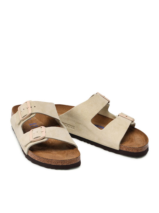 Arizona Soft Footbed Suede Leather Women's Flat Sandals Anatomic Almond Narrow Fit