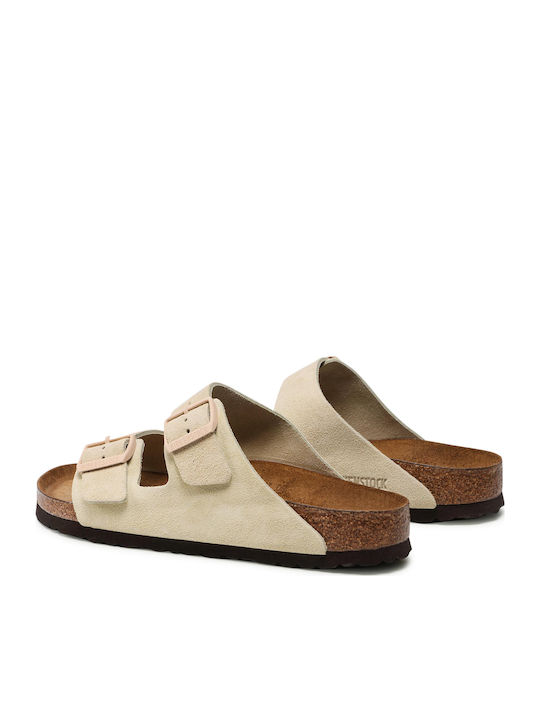 Arizona Soft Footbed Suede Leather Women's Flat Sandals Anatomic Almond Narrow Fit