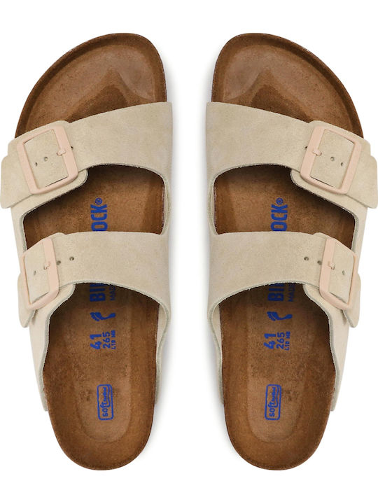 Arizona Soft Footbed Suede Leather Women's Flat Sandals Anatomic Almond Narrow Fit