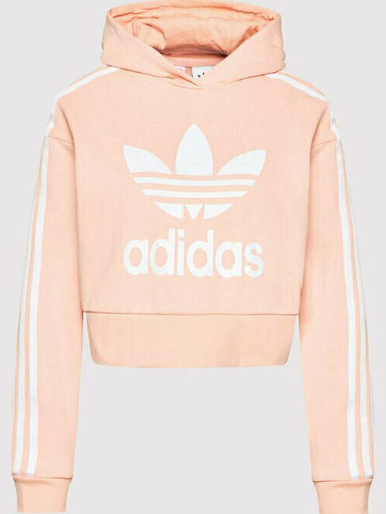Kids Sweatshirt Cropped with Pockets Pink Adicolor