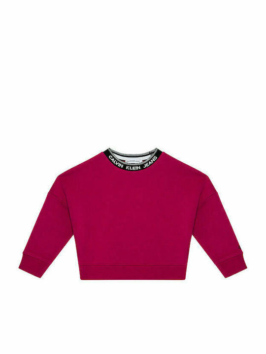 Fleece Παιδικό Φούτερ Ροζ Intarsia