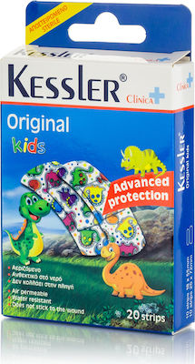 Kessler Wasserdichte und sterilisierte Selbstklebende Bandagen Clinica Original mit Dinosauriern Kinder 20Stück