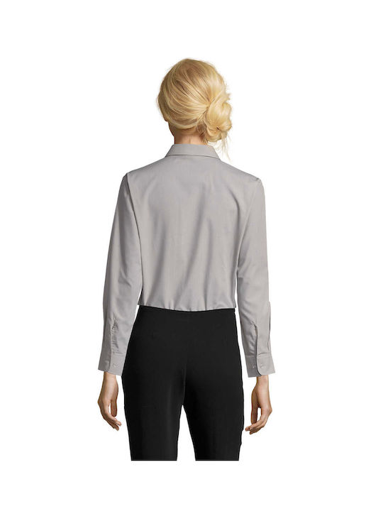 Sol's Women's Monochrome Long Sleeve Shirt Pearl Grey