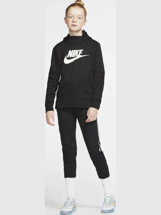 Fleece Παιδικό Φούτερ με Κουκούλα και Τσέπες Μαύρο NSW