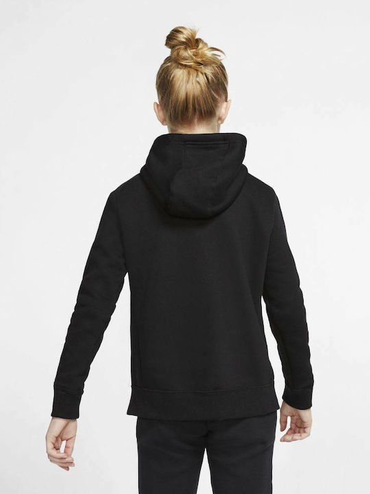 Fleece Kids Sweatshirt with Hood and Pockets Black Sportswear Club