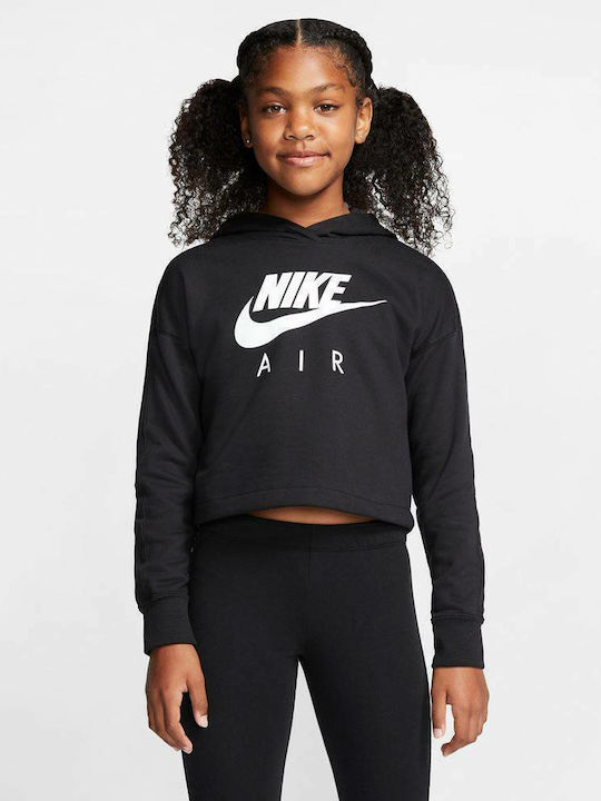 Fleece Kids Sweatshirt Cropped with Hood Black Sportswear Air