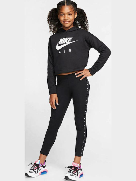 Fleece Kids Sweatshirt Cropped with Hood Black Sportswear Air