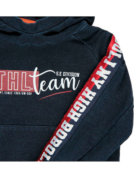 Fleece Kids Sweatshirt with Hood and Pockets Navy Blue