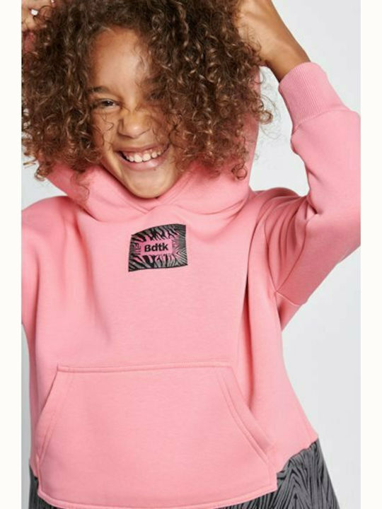 Fleece Kids Sweatshirt with Hood and Pockets Pink