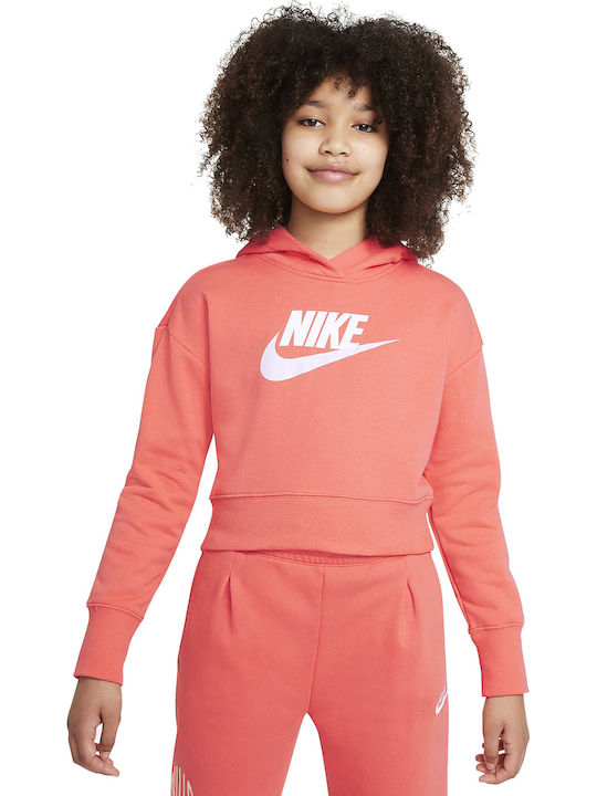 Παιδικό Φούτερ Cropped με Κουκούλα Κοραλί Sportswear Club