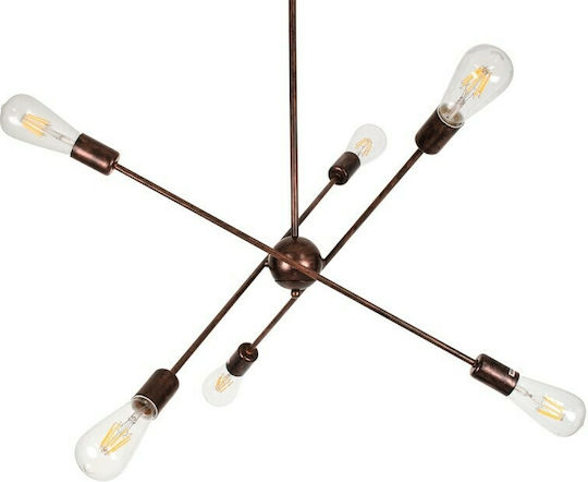GloboStar Zane Pendant Light Copper Rail for 6 Bulbs E27 71x15x100cm