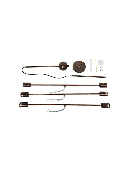 GloboStar Zane Pendant Light Copper Rail for 6 Bulbs E27 71x15x100cm