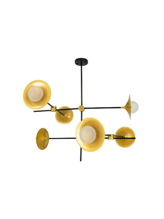 GloboStar Joliet Pendant Light Black Grid for 6 Bulbs G9 93x43x87cm