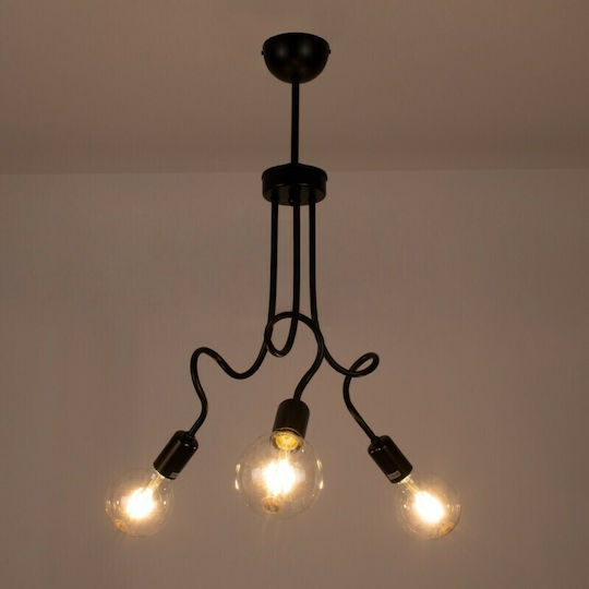 GloboStar Aspect Pendant Light Black Grid with Socket E27 44x15x60cm