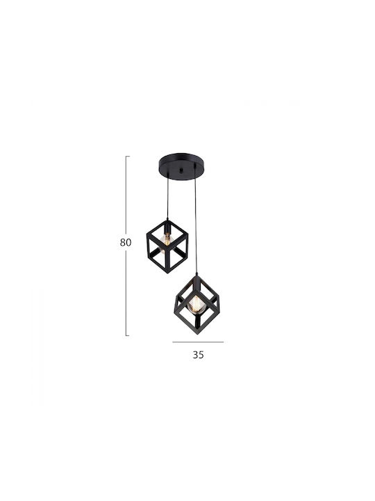 HomeMarkt Pendant Light Two-Light for Socket E27 Black