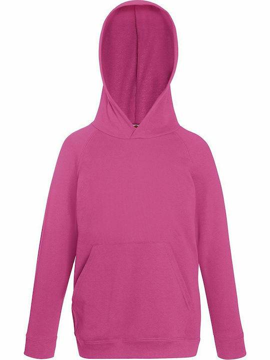Fruit of the Loom Fleece Παιδικό Φούτερ με Κουκούλα και Τσέπες Φούξια