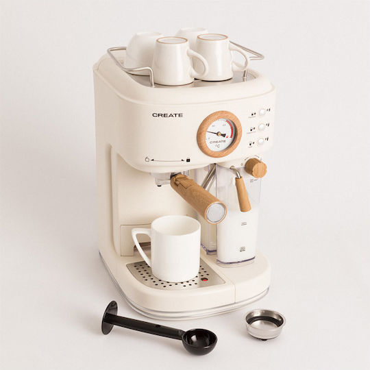 IKOHS Thera Matt Pro Create Mașină de Espresso 1250W Presiune 20bar pentru Cappuccino Bej