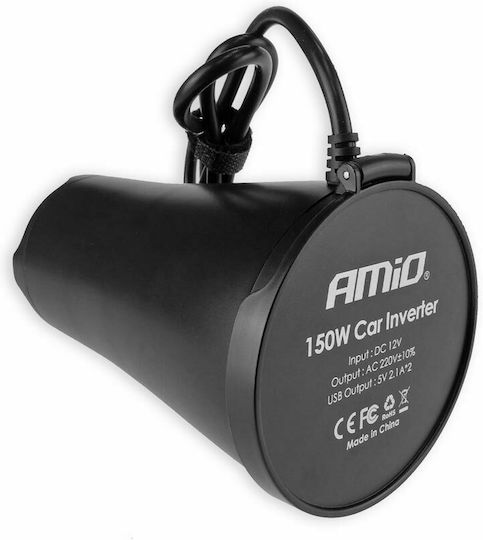 AMiO Car Inverter Modified Sinewave 150W to Converter 12V DC in 230V AC with 2xUSB