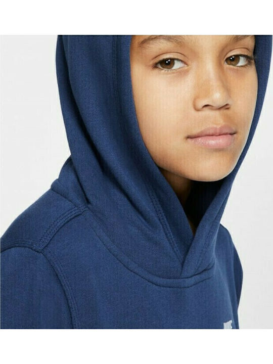 Fleece Kids Sweatshirt with Hood and Pockets Navy Blue Sportswear Club