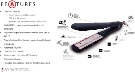 Alea Therapy Infrared Titanium & Ceramic Πρέσα Μαλλιών με Κεραμικές Πλάκες 60W