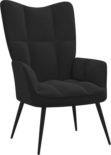 Μπερζέρα με Υποπόδιο Βελούδινη Μαύρο 61x70x96.5cm
