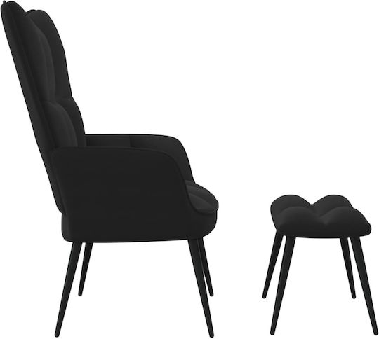 Μπερζέρα με Υποπόδιο Βελούδινη Μαύρο 61x70x96.5cm