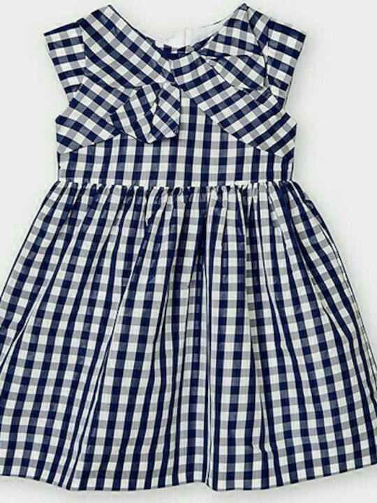 Mayoral Kids Dress Checked Sleeveless Navy Blue