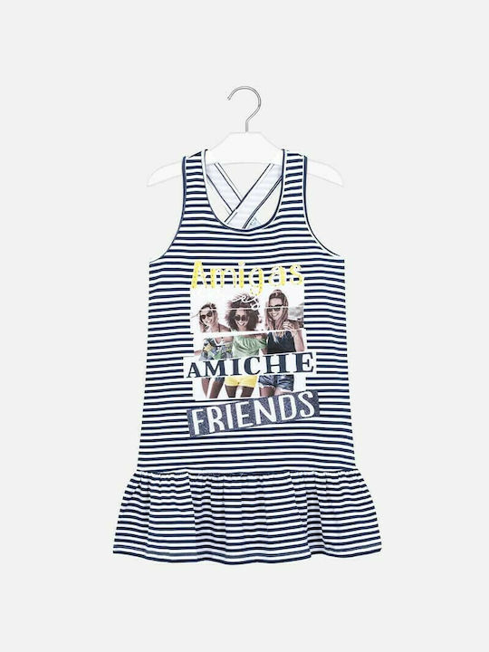 Mayoral Kids Dress Striped Sleeveless Blue