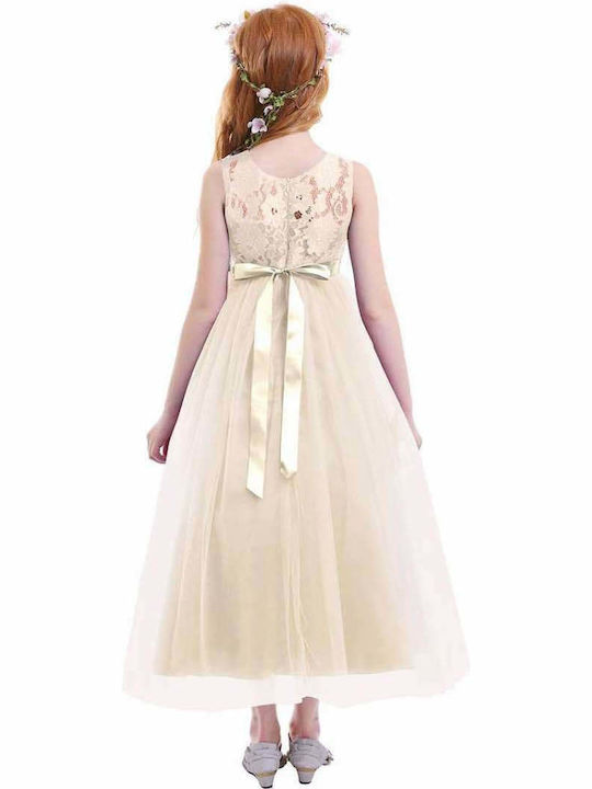 Kinderkleid Ärmellos Beige