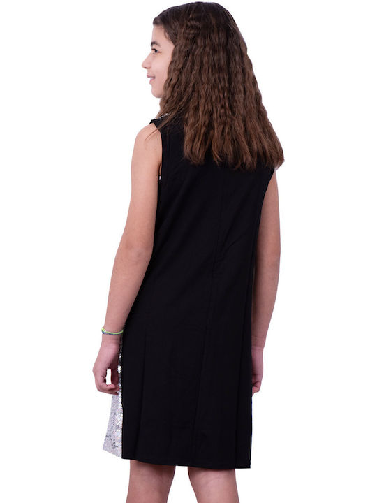 Children's Dress Sleeveless with Sequins Silver