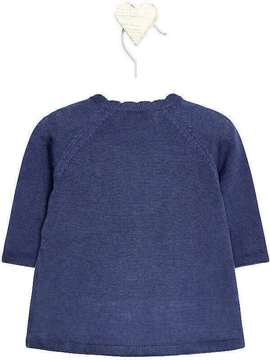 Mädchenkleid Langärmelig Gestrickt Set aus 2 mit Zubehör Marineblau