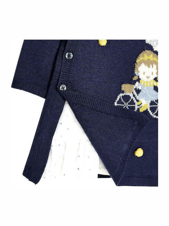 Mädchenkleid Langärmelig Gestrickt Set aus 2 mit Zubehör Marineblau